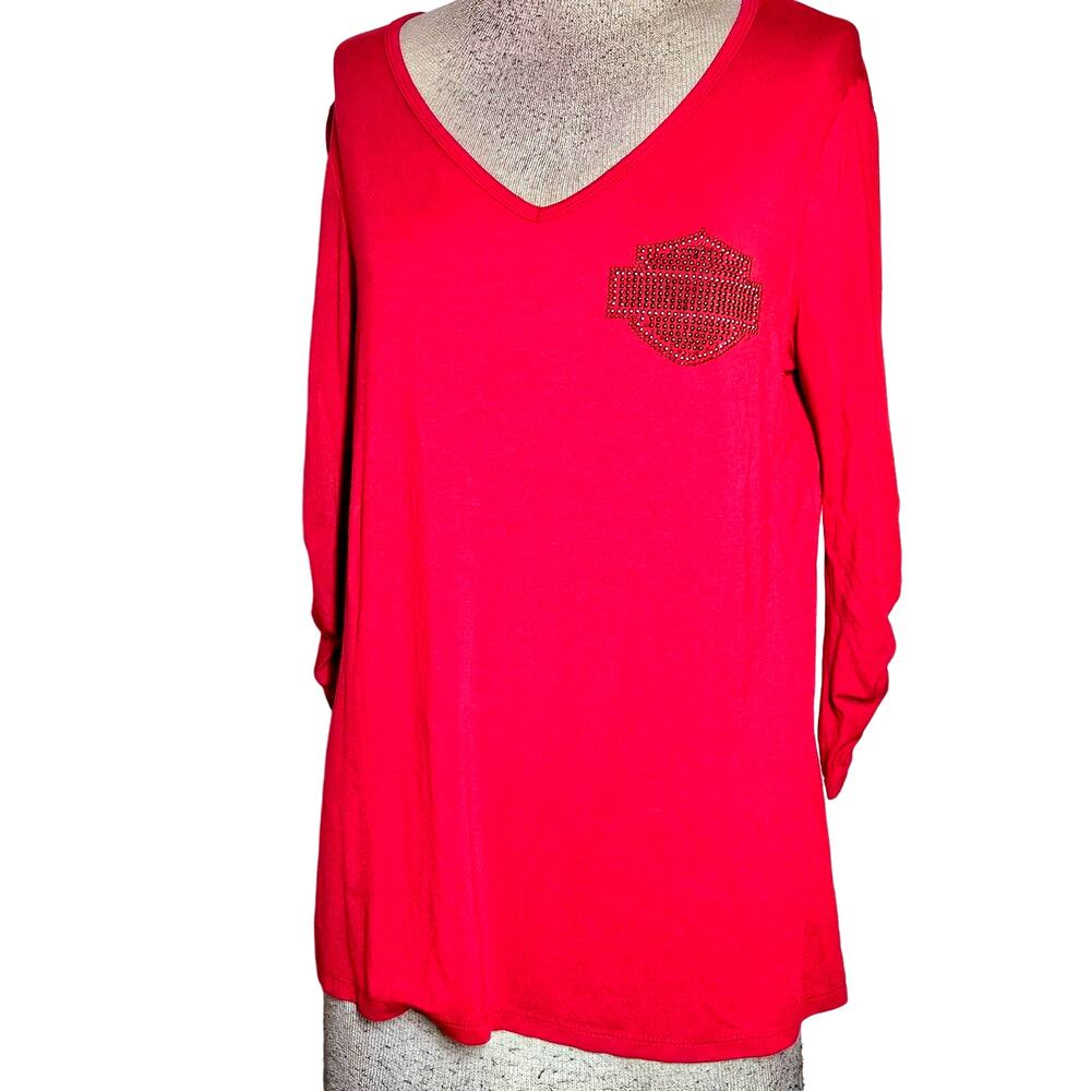 Harley Davidson Play Del Carmen Rhinestone Embellished Top Size Large